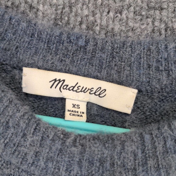 Madewell Women's Button-Sleeve Pullover Knit Sweater Blue XS Merino Wool Blend - Picture 8 of 12